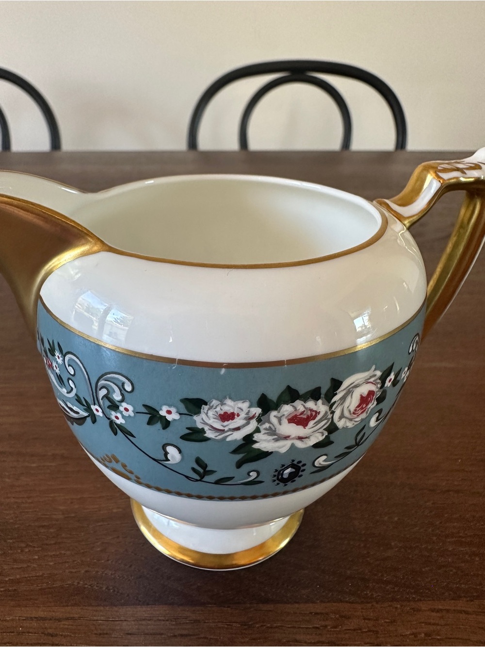 Blue Floral Gold-Trim Porcelain Creamer - Picture 9 of 9